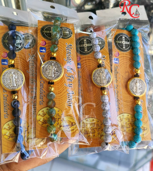 Pulsera con la medalla de san benito x 12 