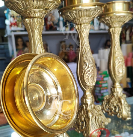 Porta velones bronce 33 cm  